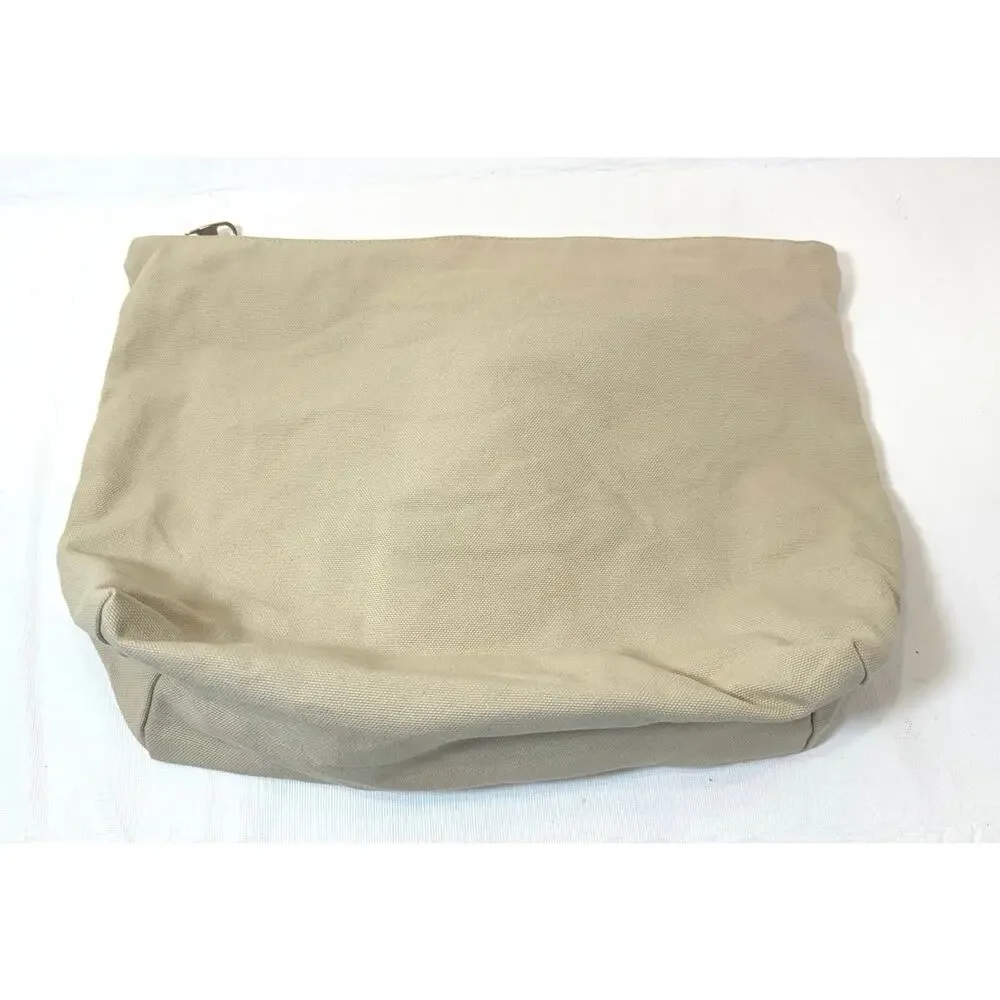 Red Valentino Cosmetic Case Beige Coated Canvas Zip Pouch Makeup Travel Clutch
